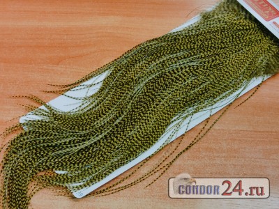 Седло петуха WHITING, градация Silver Midge, цвет Grizzly dyed Olive